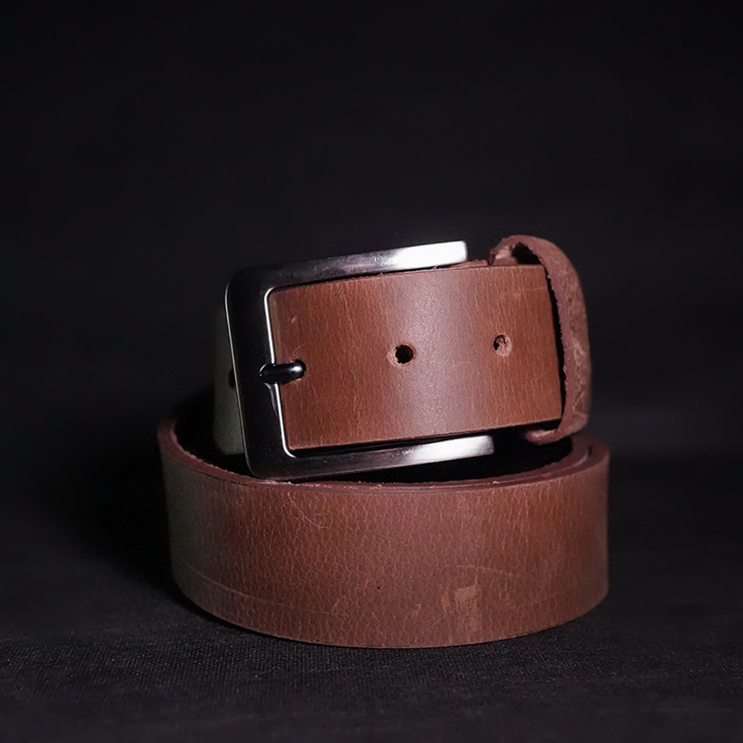 The Weathered Brown Cowhide Belt - Authentic Character