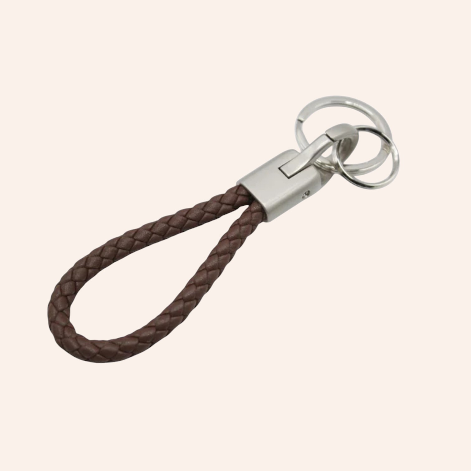 Braided Leather Rope Keychain - Modern Minimalist