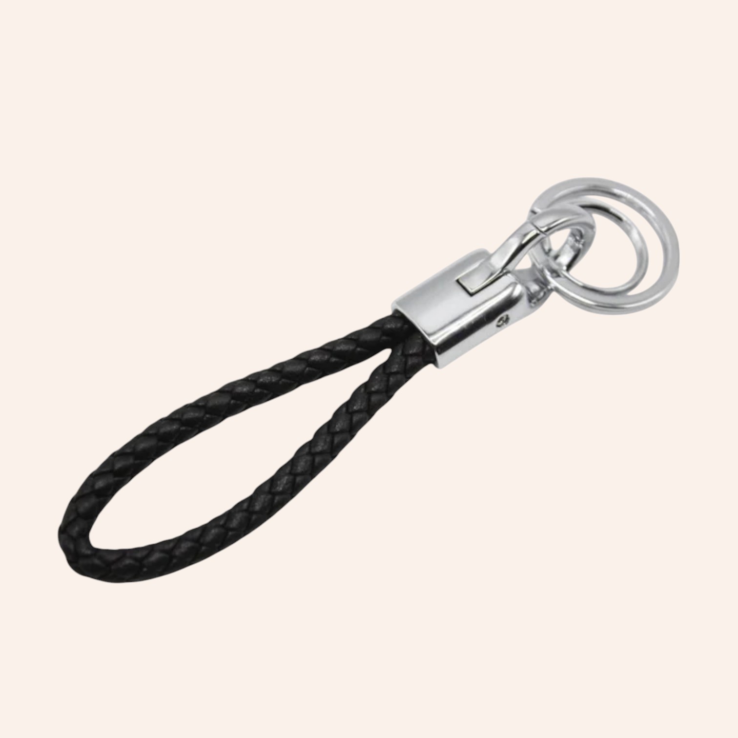 Braided Leather Rope Keychain - Modern Minimalist