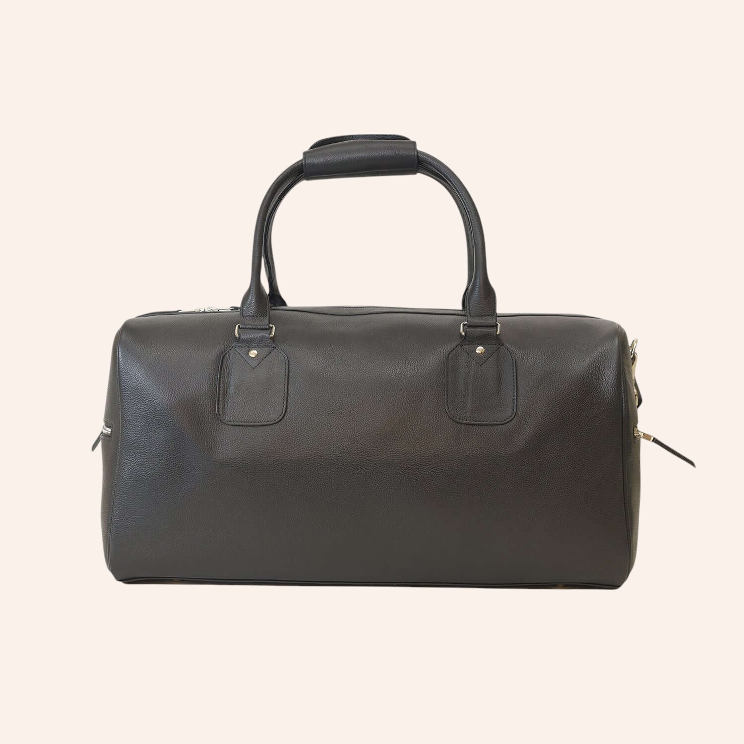 Premium Black Leather Duffel Bag with Adjustable Strap