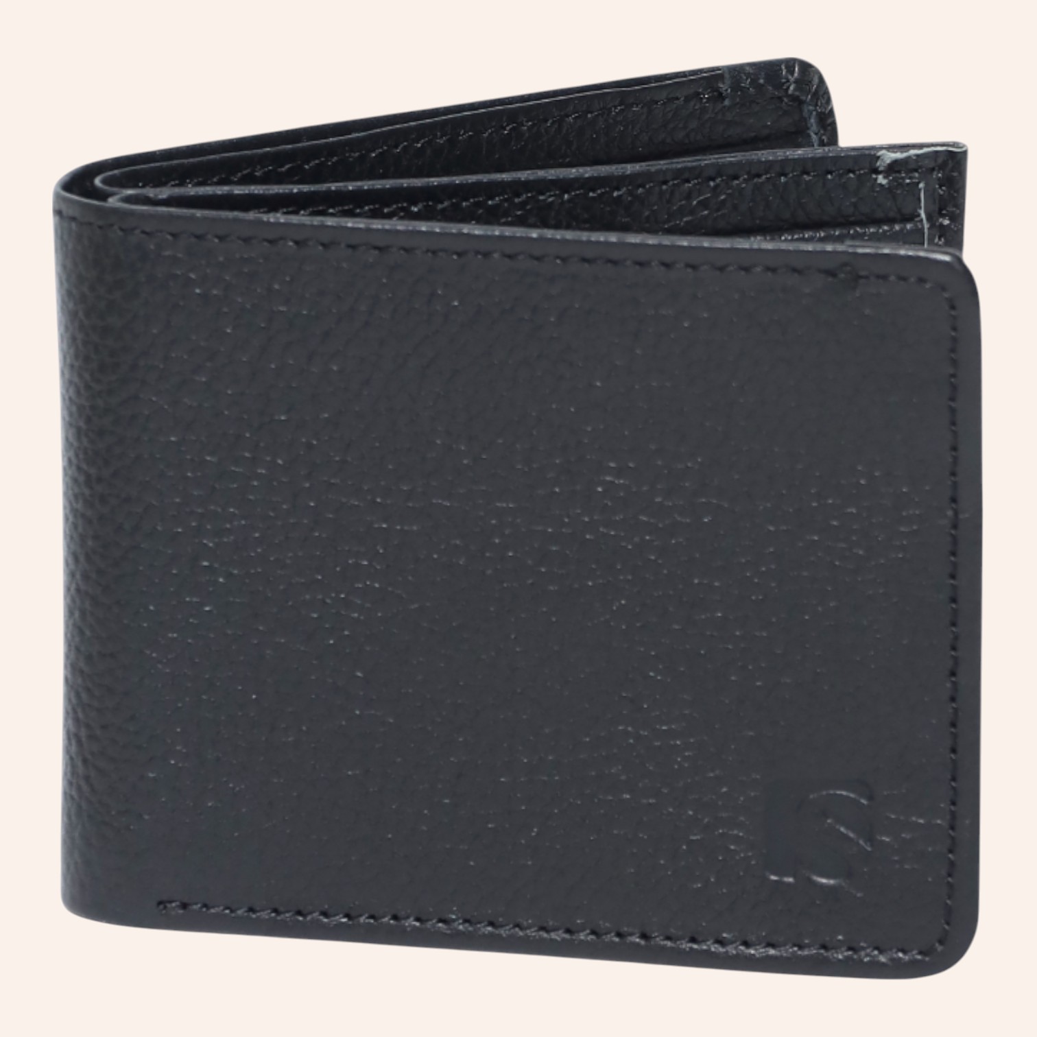 Textured Machine-Made Black Leather Wallet